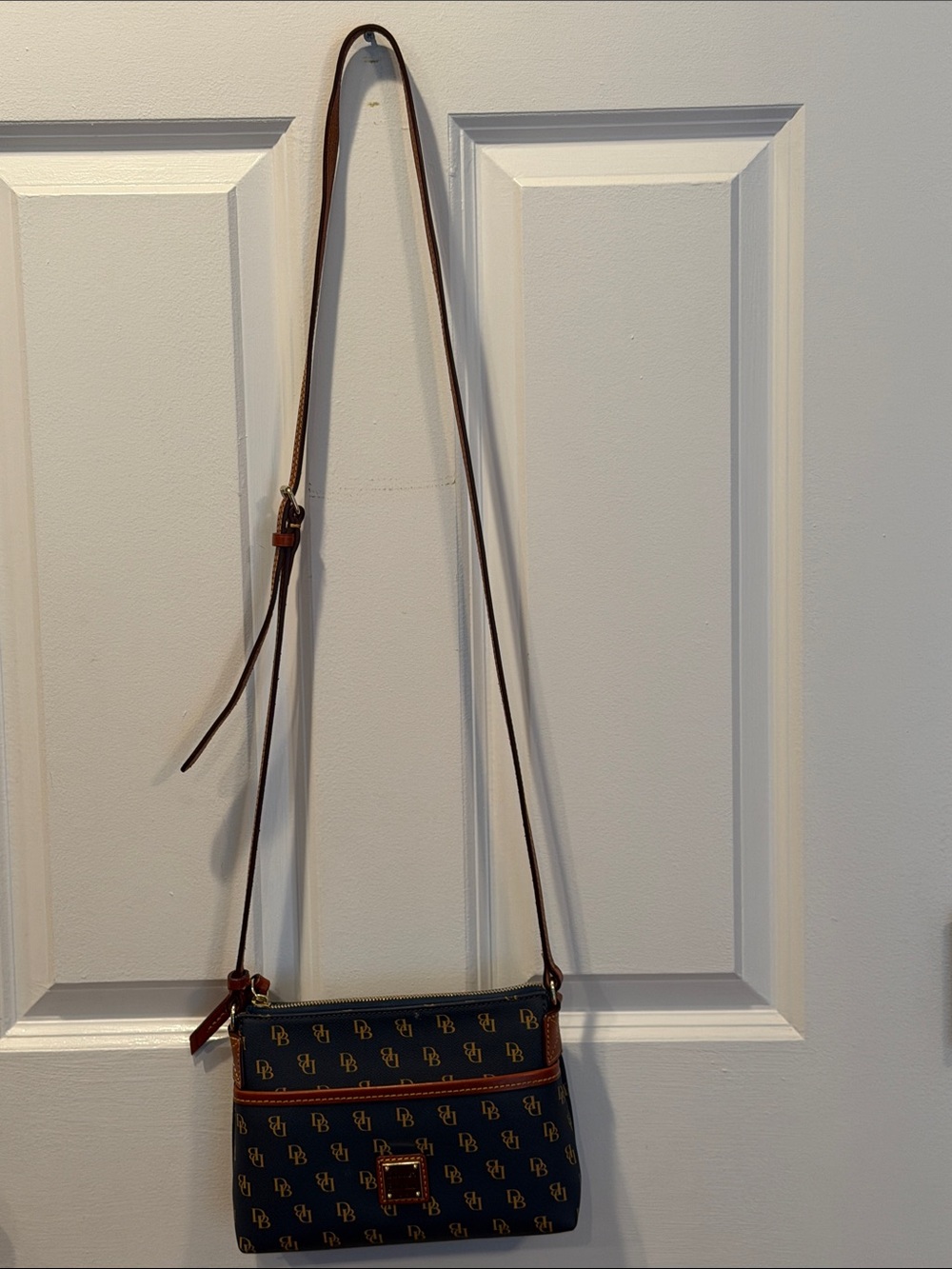 Navy and brown Crossbody Bag - Signature Monogram Style